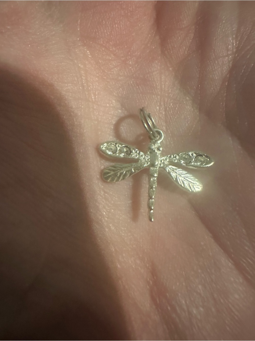 Delicate Dragonfly Pendant Charm - Silver Tone